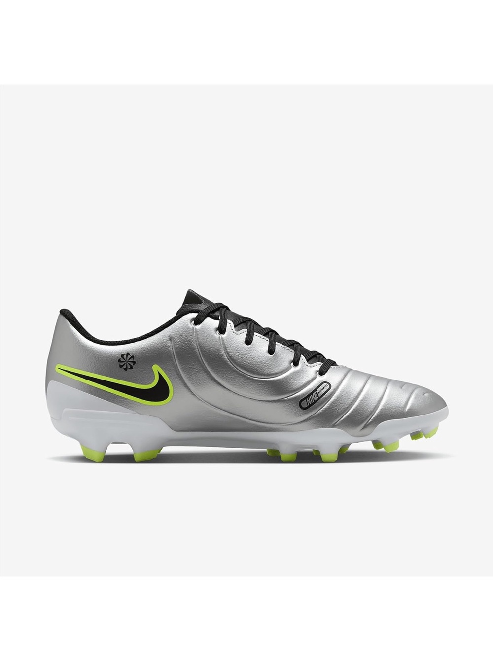 Nike Silver and Volt Tiempo FG Soccer Cleats